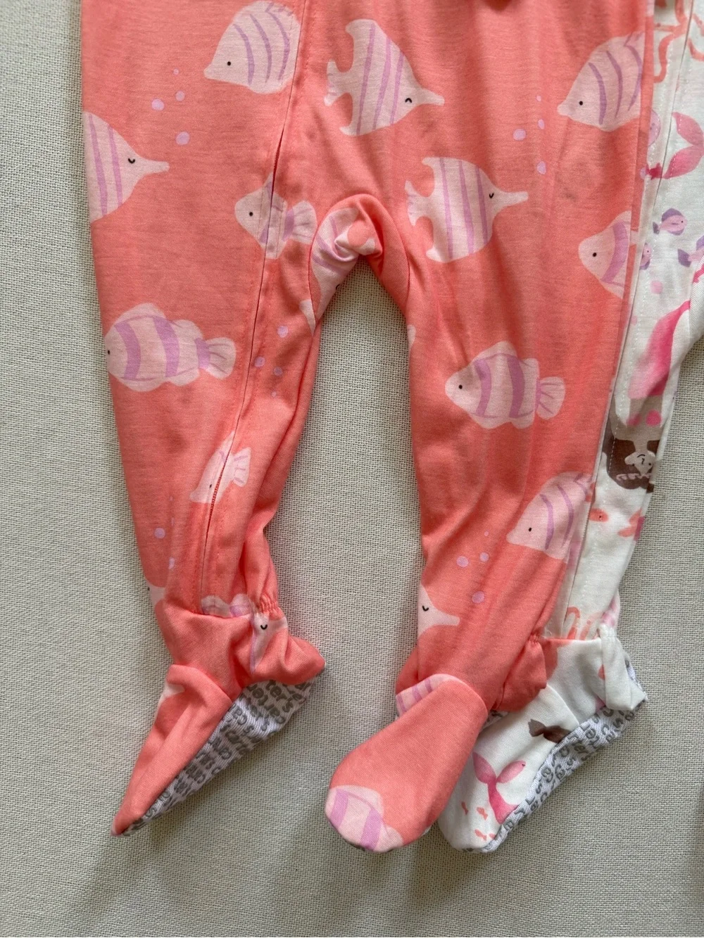 Carters Mermaid Fish Print Long Sleeve Footed Pajama Set Lot of 2 12 Months